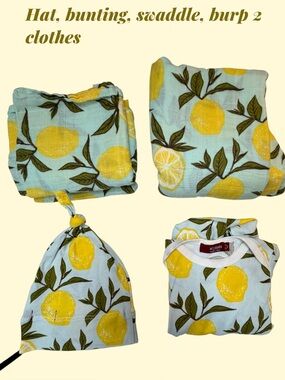 Milkbarn Mint, Yellow & Green Lemon Print Baby Set